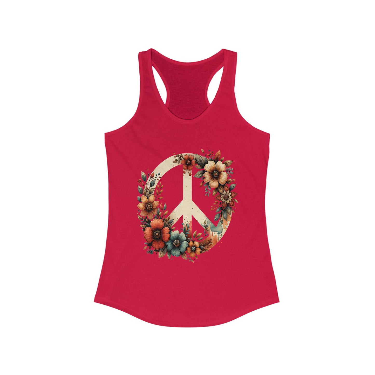 Floral Peace Sign Racerback Tank for Women