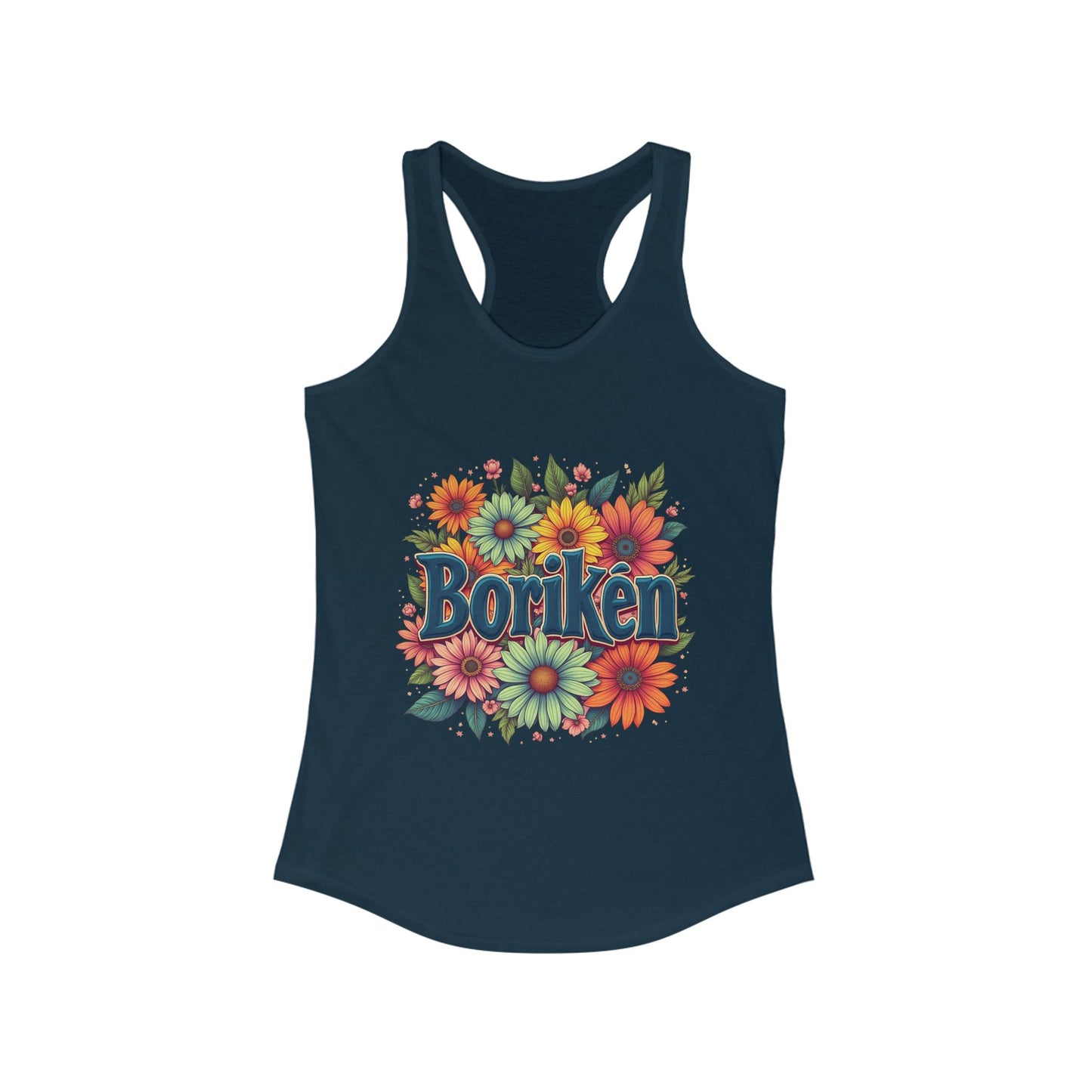 Floral Borikén Racerback Tank - Perfect for Summer Adventures