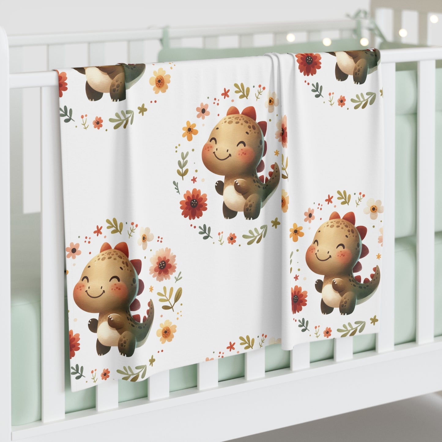 Dinosaur Floral Baby Swaddle Blanket