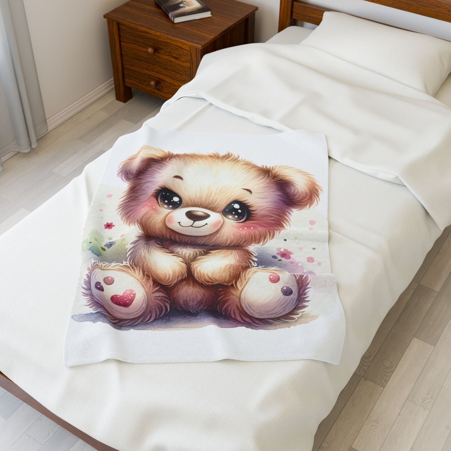 Adorable Bear Velveteen Plush Blanket