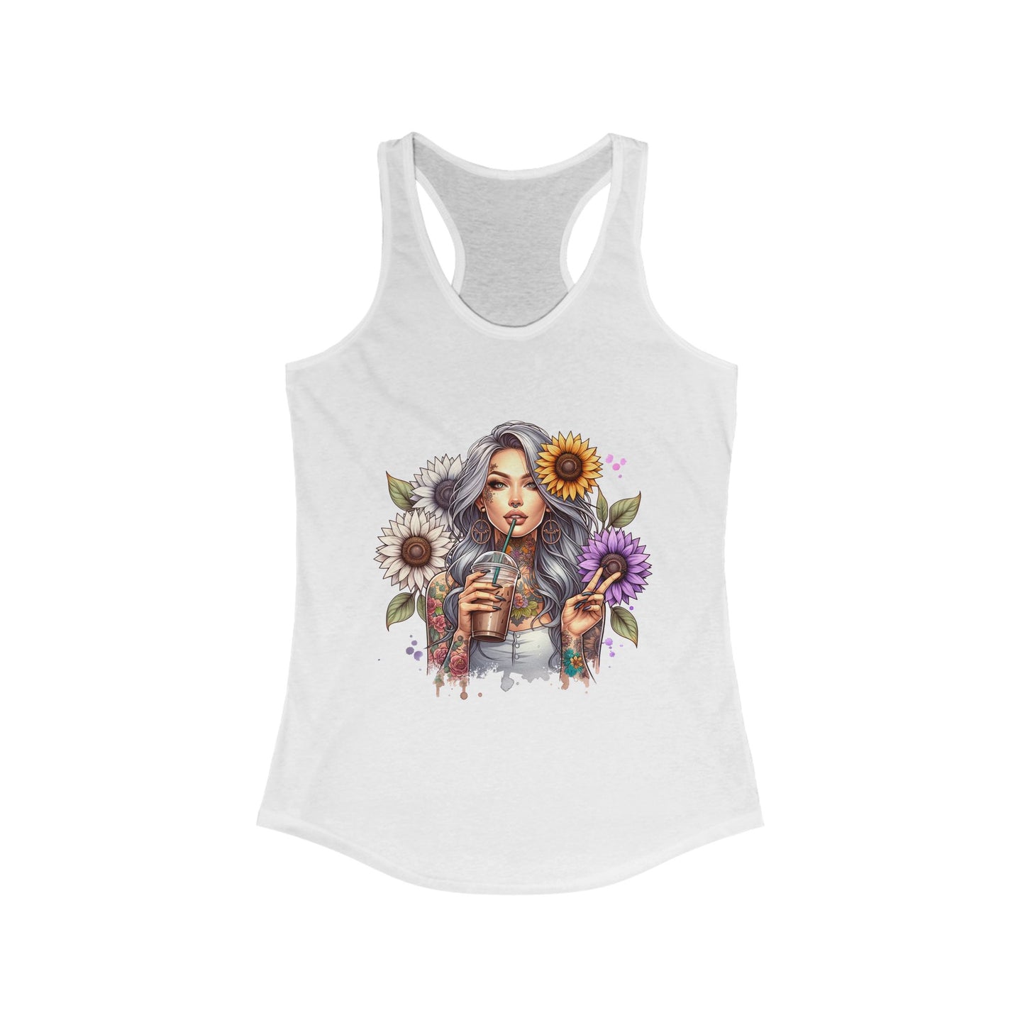 Floral Vibe Women's Racerback Tank - Summer Style