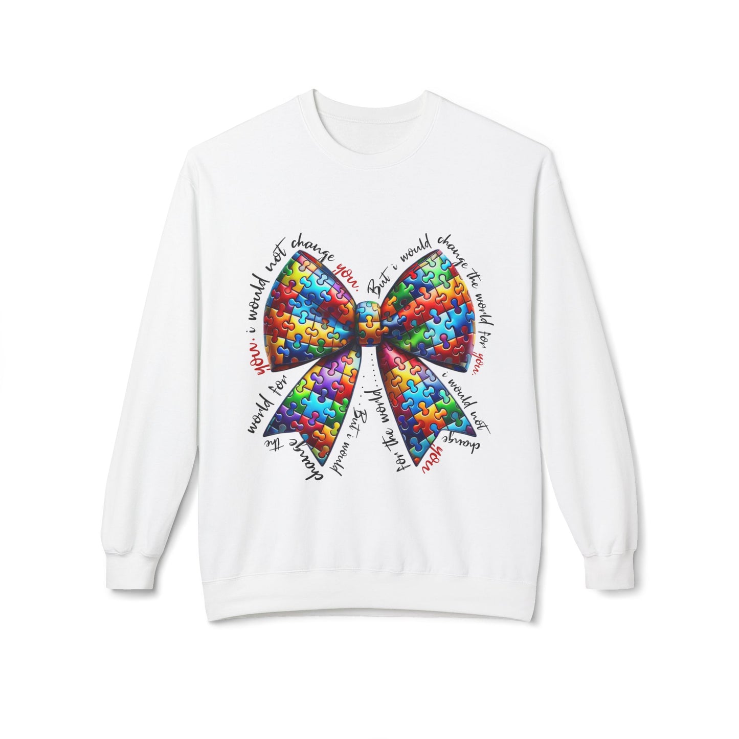 Autism Awareness Puzzle Bow Crewneck Sweatshirt
