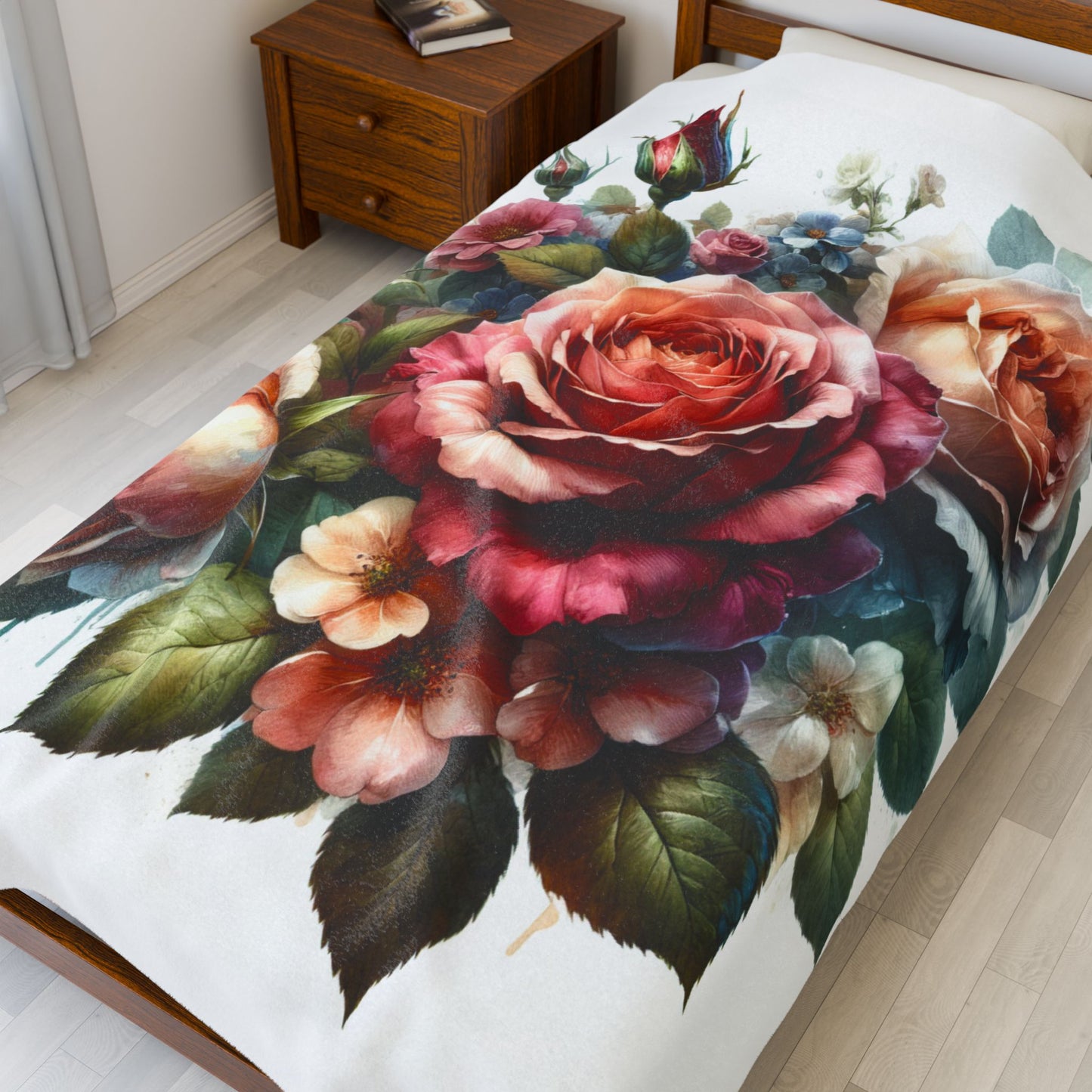 Artistic Rose Velveteen Plush Blanket