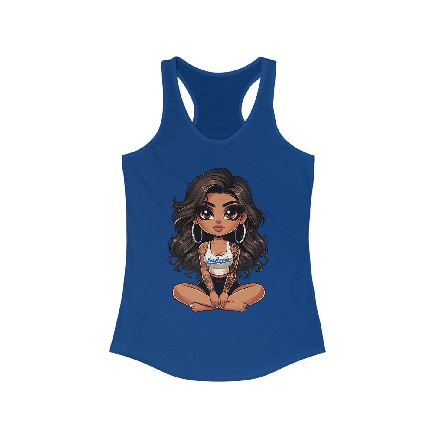Chic Cartoon Graphic Racerback Tank for Women - Perfect for Casual Outings or Summer Vibes