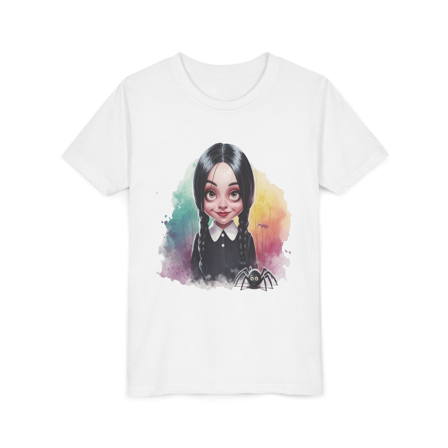 Spooky Girl with Spider Youth Short Sleeve Tee