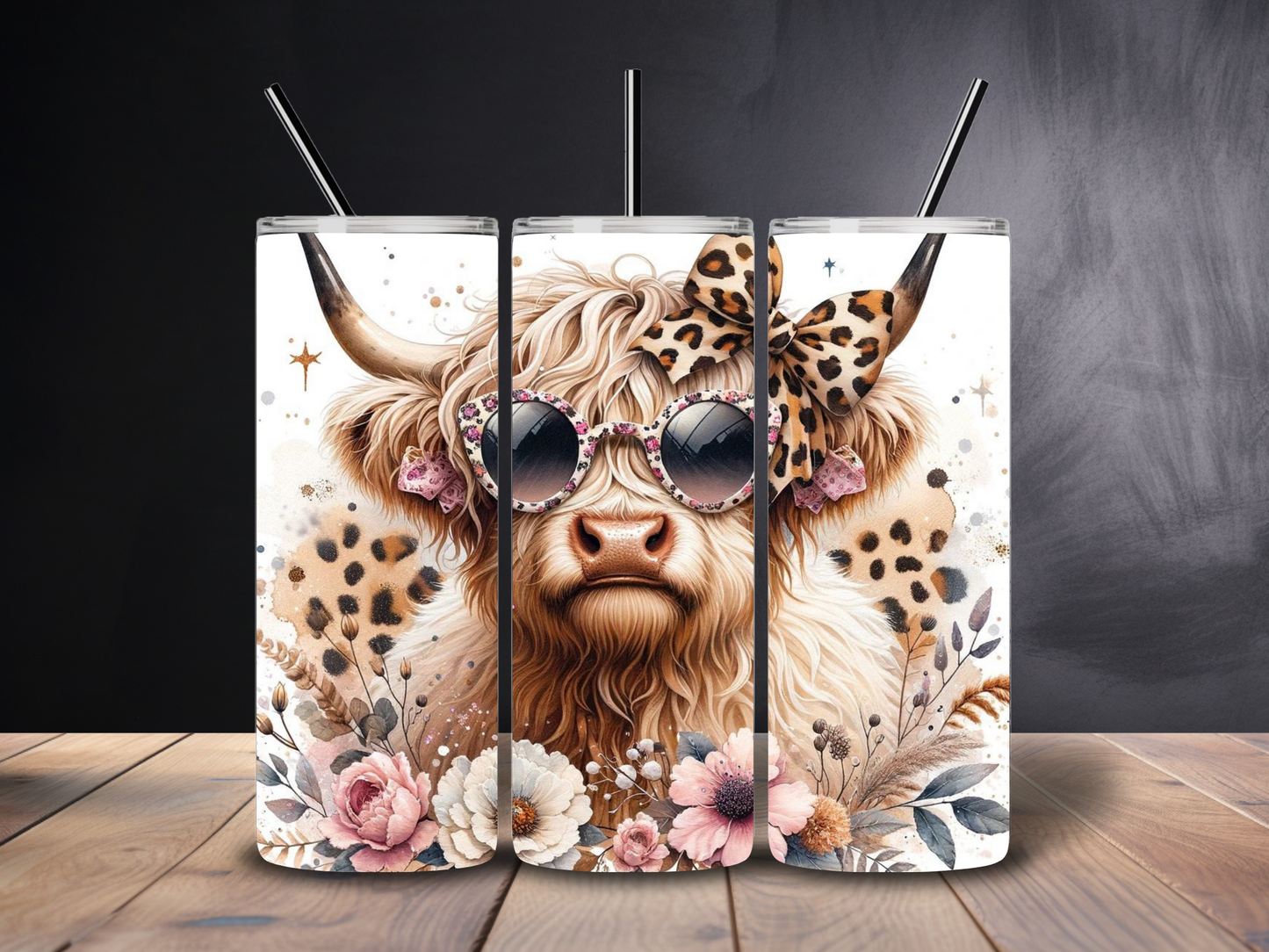 Cute "Bougee Highland Cow" Stainless Steel Tumbler