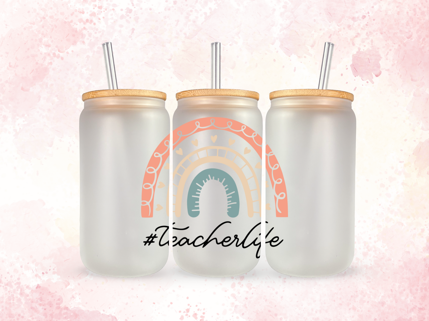 "Teacher Life" Libbey Glass Can