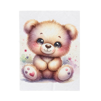 Adorable Bear Velveteen Plush Blanket