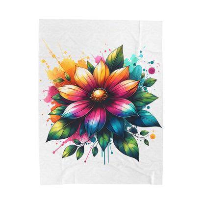 Vibrant Floral Velveteen Plush Blanket for Cozy Home Decor