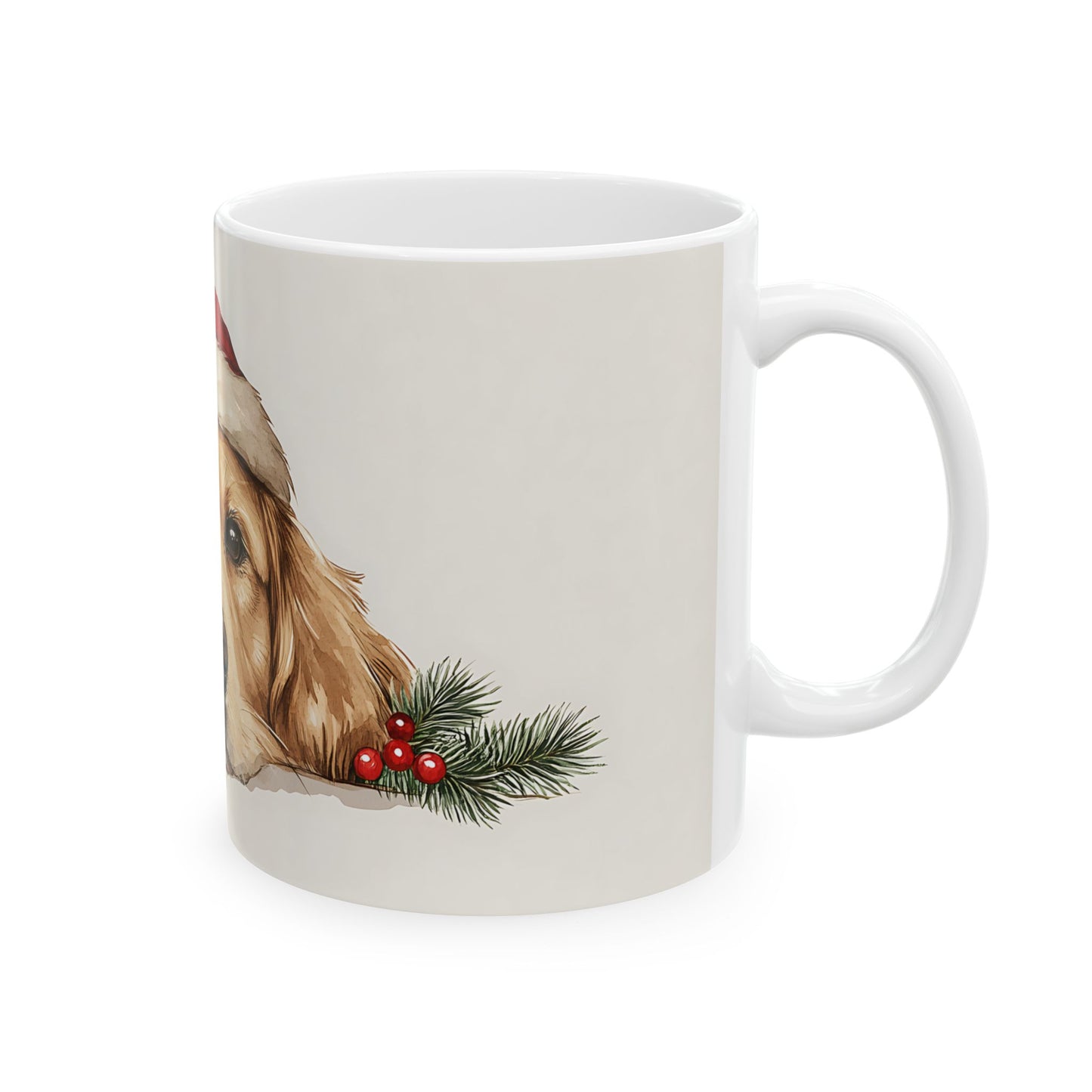 Festive Golden Retriever Ceramic Mug
