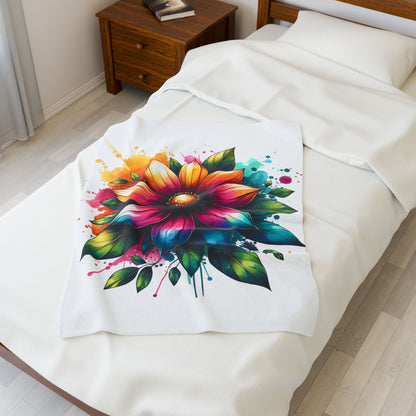 Vibrant Floral Velveteen Plush Blanket for Cozy Home Decor