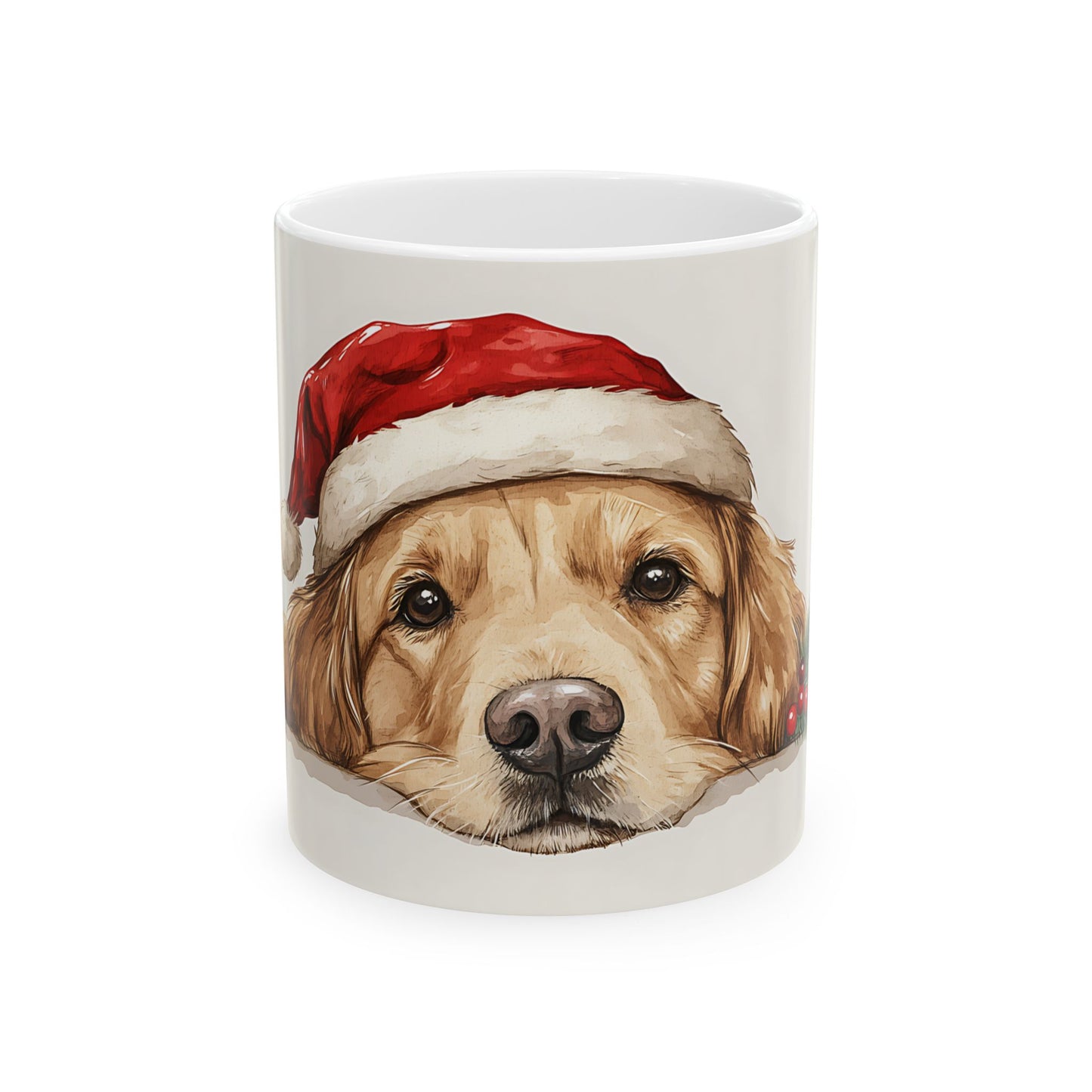 Festive Golden Retriever Ceramic Mug
