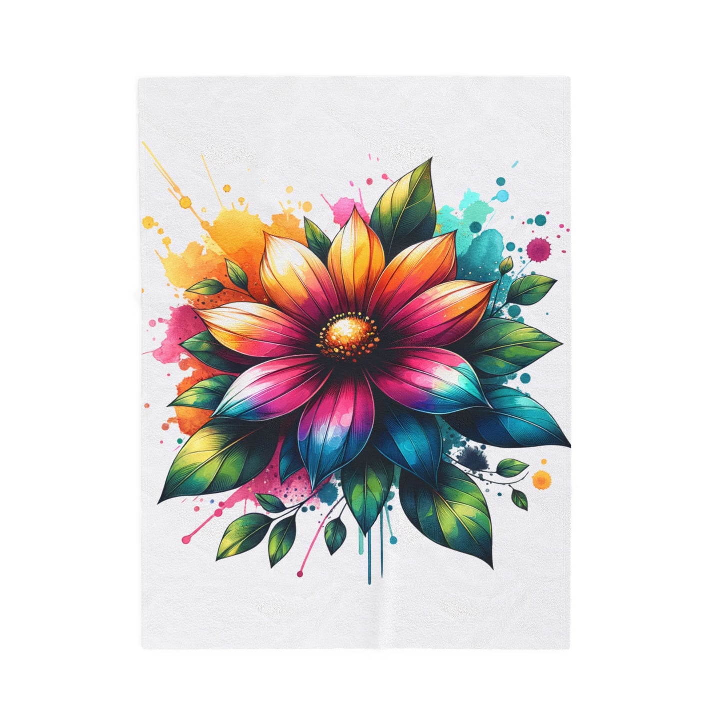 Vibrant Floral Velveteen Plush Blanket for Cozy Home Decor