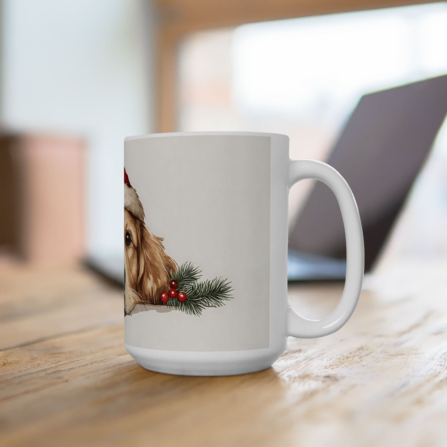 Festive Golden Retriever Ceramic Mug