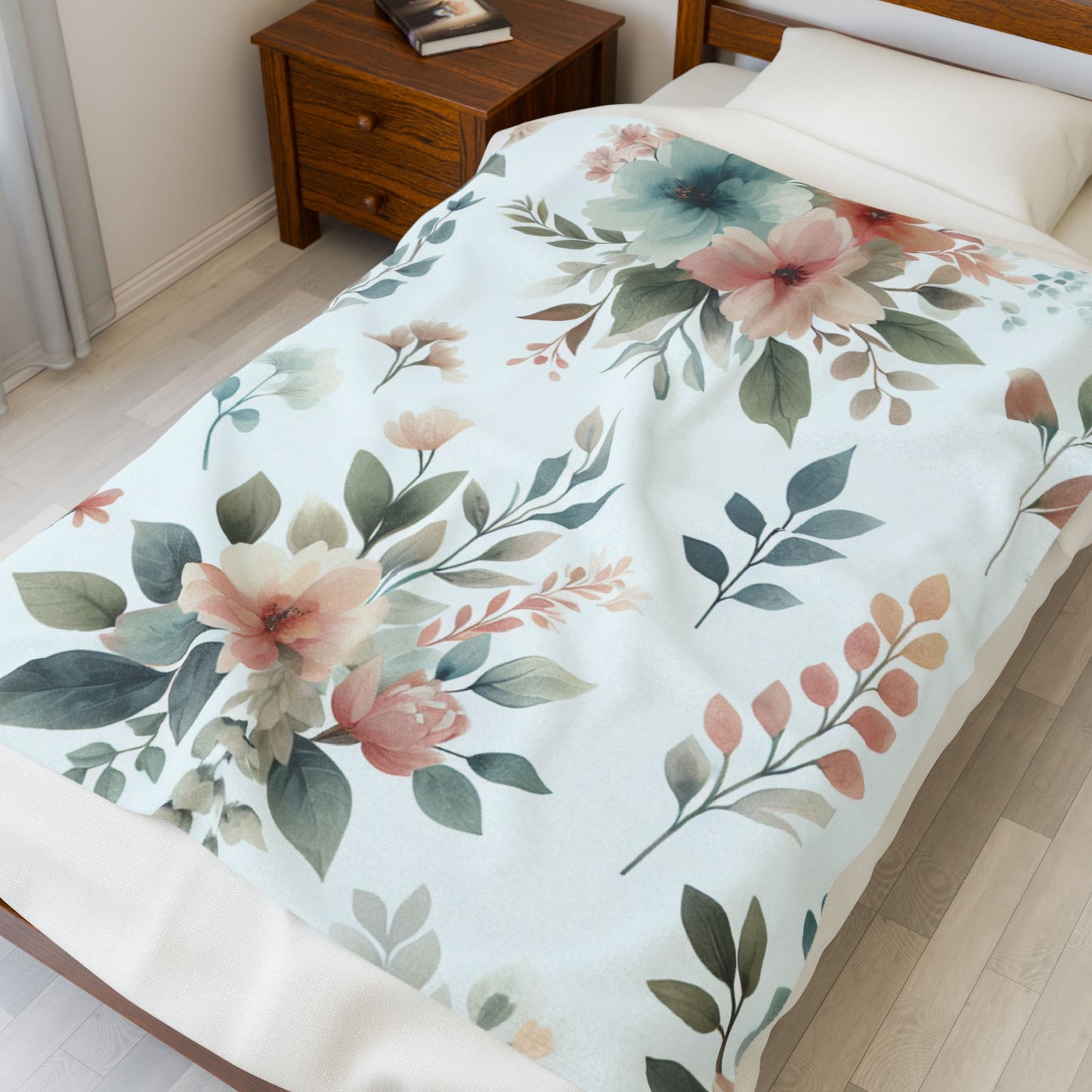 Cozy Floral Velveteen Plush Blanket