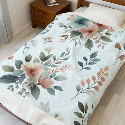 Cozy Floral Velveteen Plush Blanket