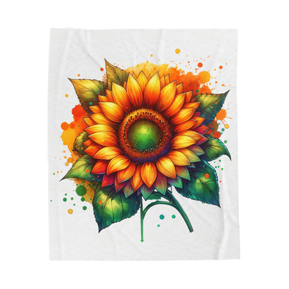 Sunflower Velveteen Plush Blanket - Cozy Floral Throw for Home Decor