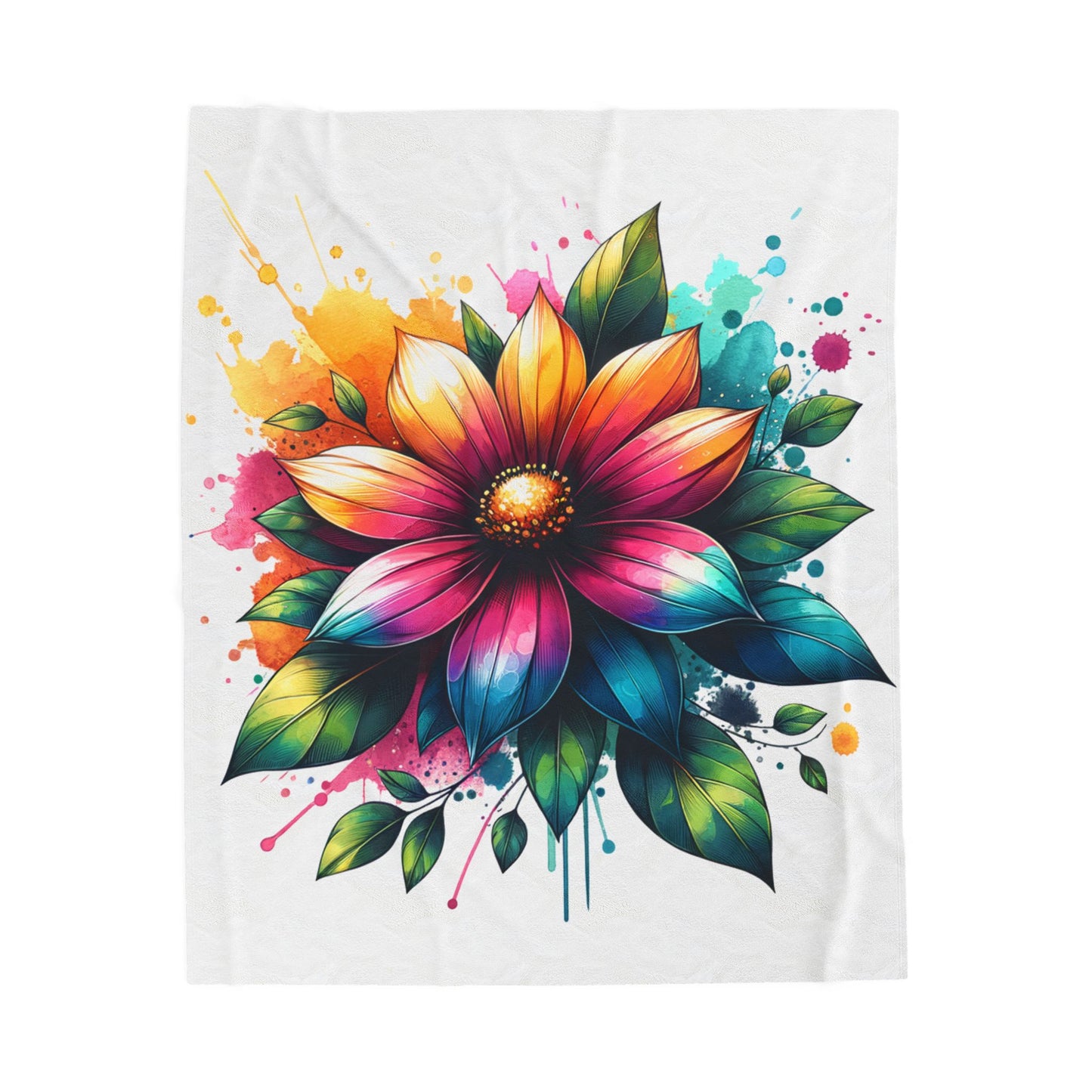 Vibrant Floral Velveteen Plush Blanket for Cozy Home Decor