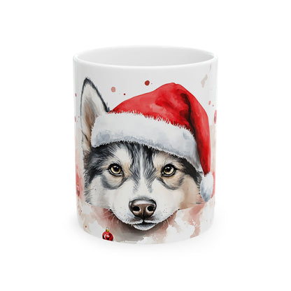 Festive Husky Ceramic Mug