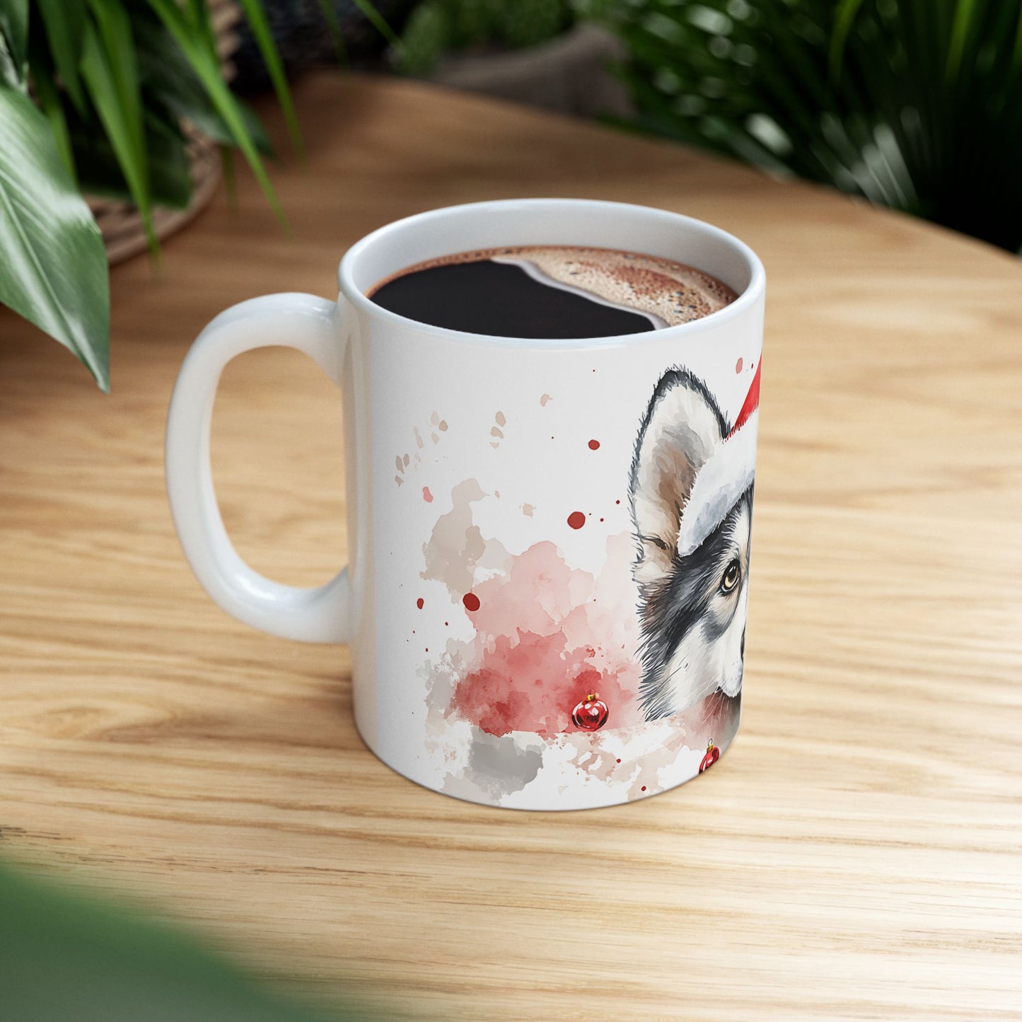 Festive Husky Ceramic Mug