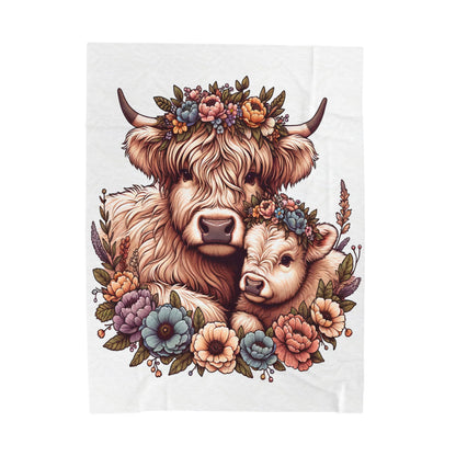Farmhouse Floral Cow Plush Blanket