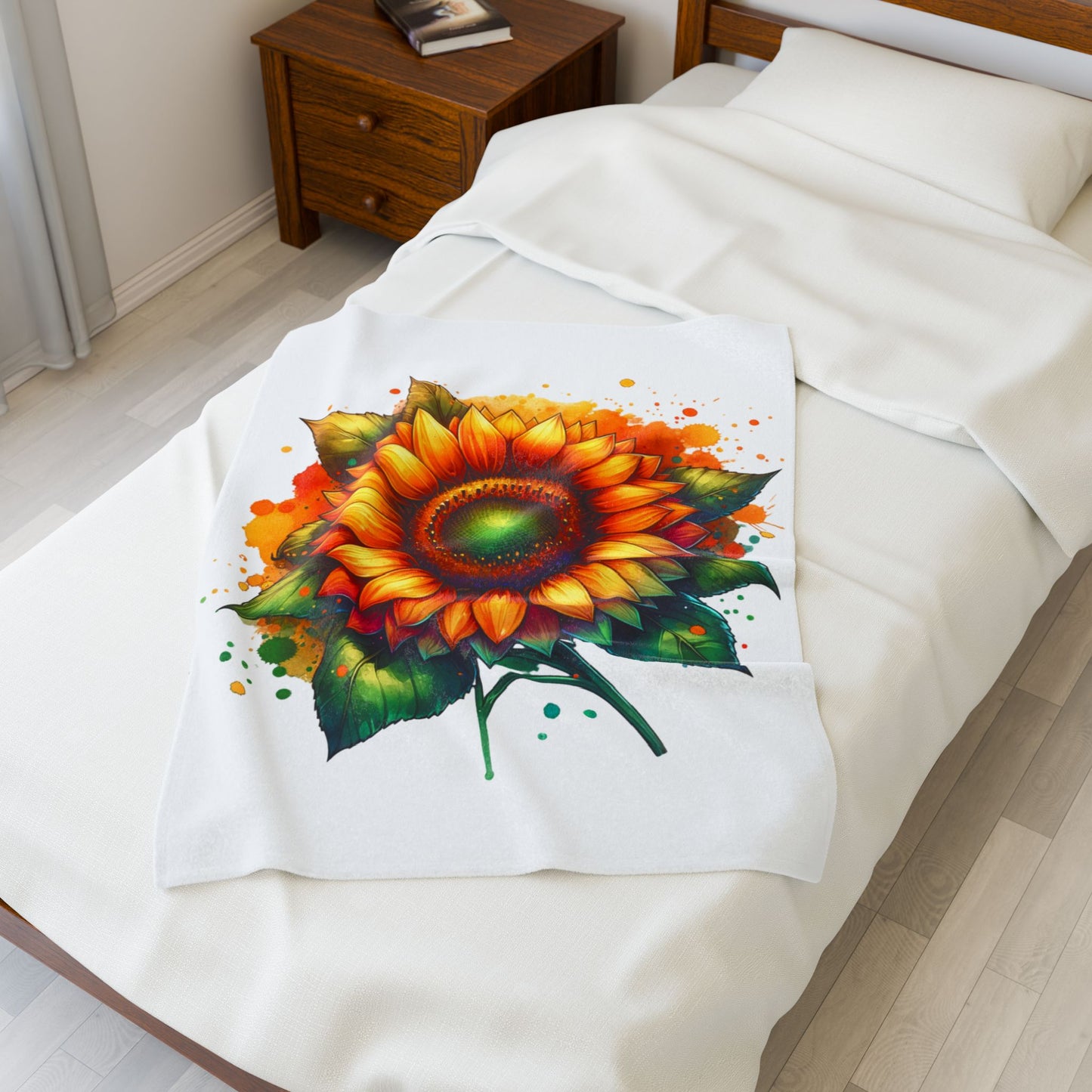 Sunflower Velveteen Plush Blanket - Cozy Floral Throw for Home Decor