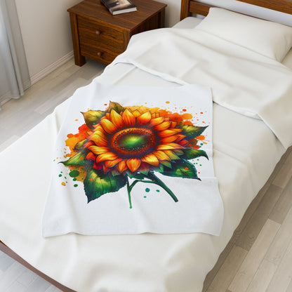 Sunflower Velveteen Plush Blanket - Cozy Floral Throw for Home Decor