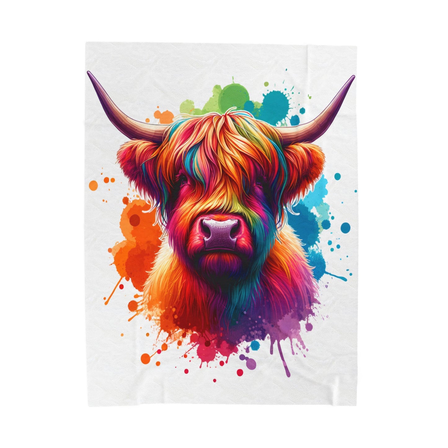 Colorful Highland Cow Velveteen Plush Blanket