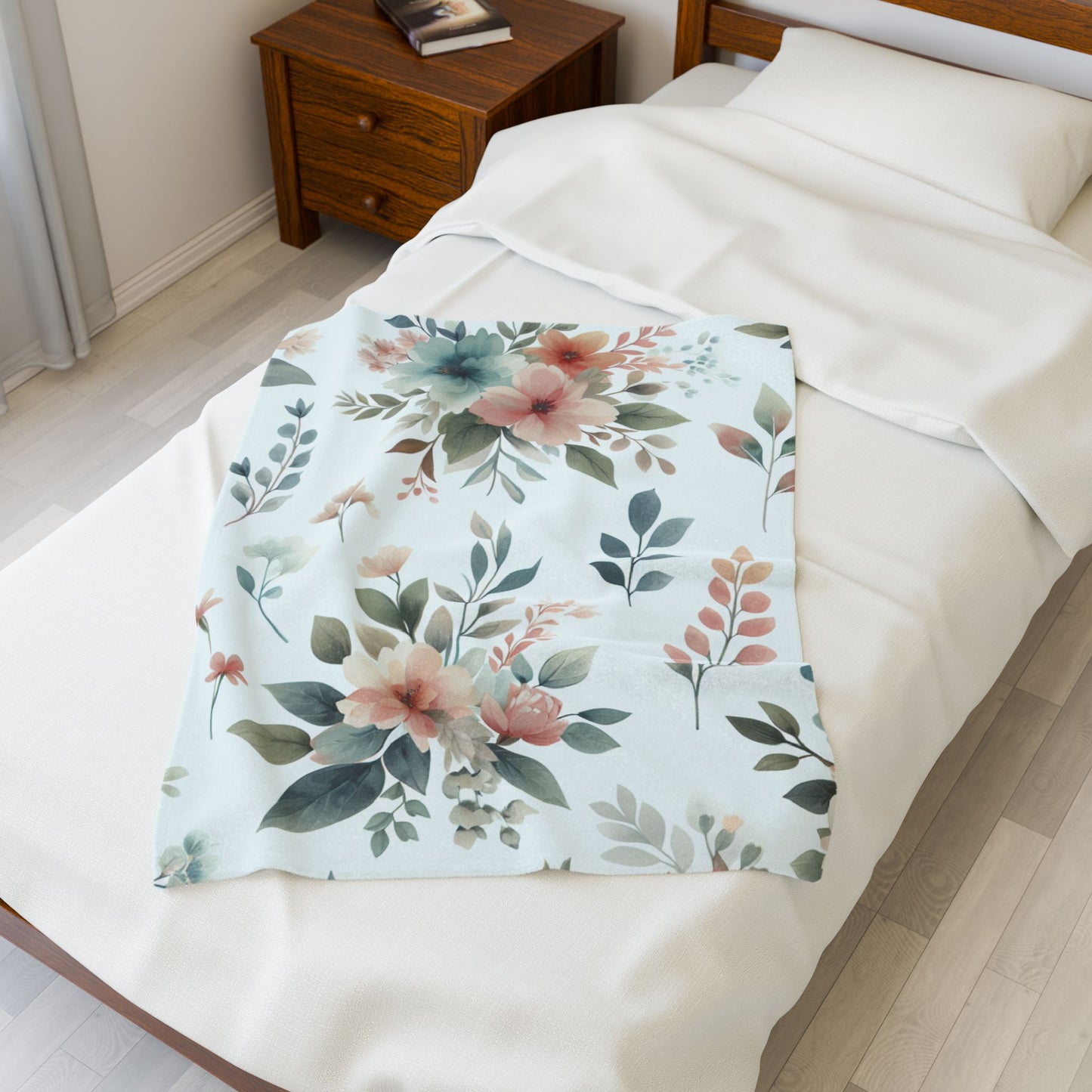 Cozy Floral Velveteen Plush Blanket