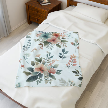 Cozy Floral Velveteen Plush Blanket