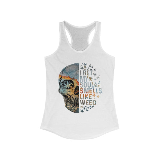 Skull Weed Graphic Racerback Tank for Women