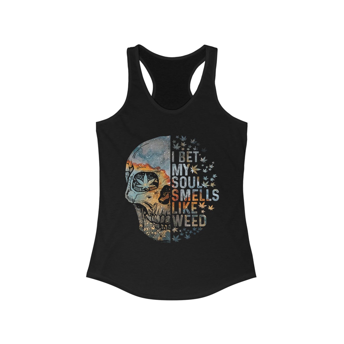 Skull Weed Graphic Racerback Tank for Women