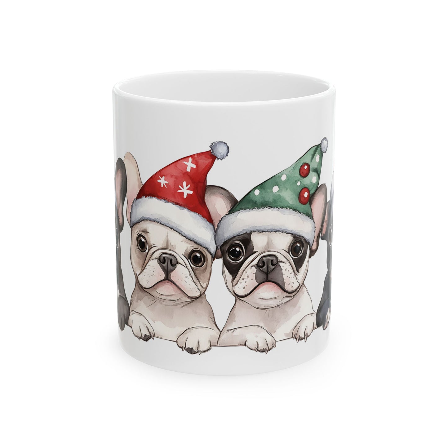 Festive French Bulldog Ceramic Mug