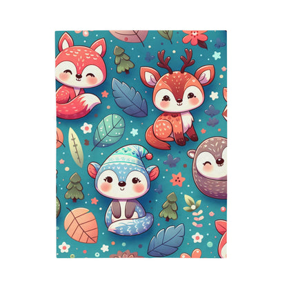 Cozy Woodland Creatures Velveteen Plush Blanket