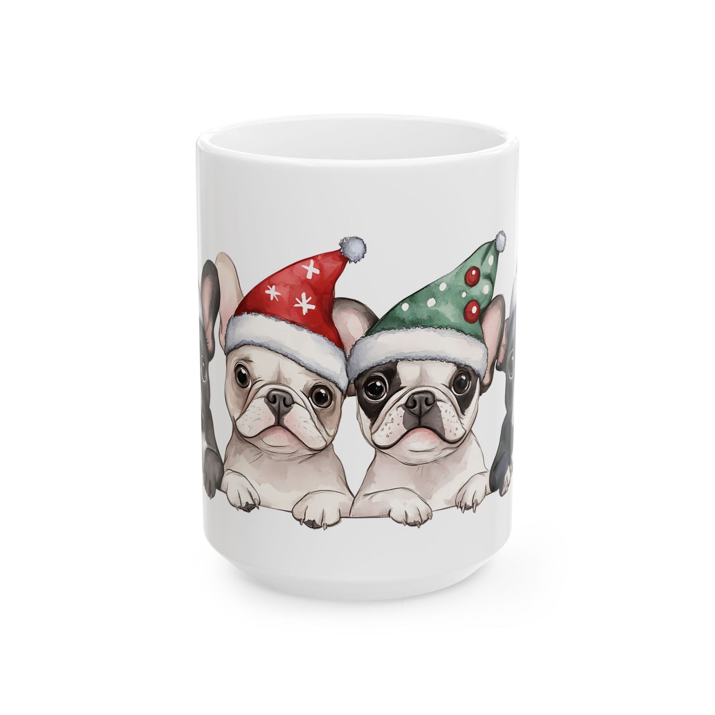 Festive French Bulldog Ceramic Mug