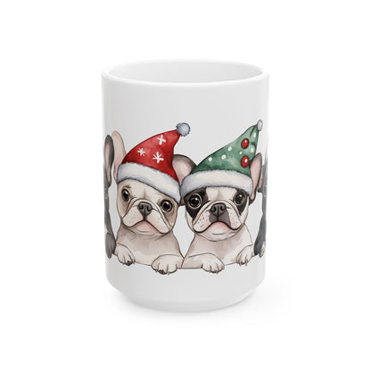 Festive French Bulldog Ceramic Mug