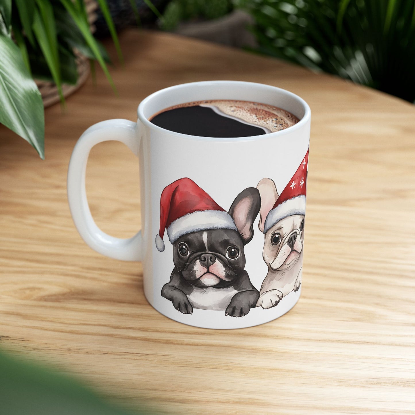 Festive French Bulldog Ceramic Mug