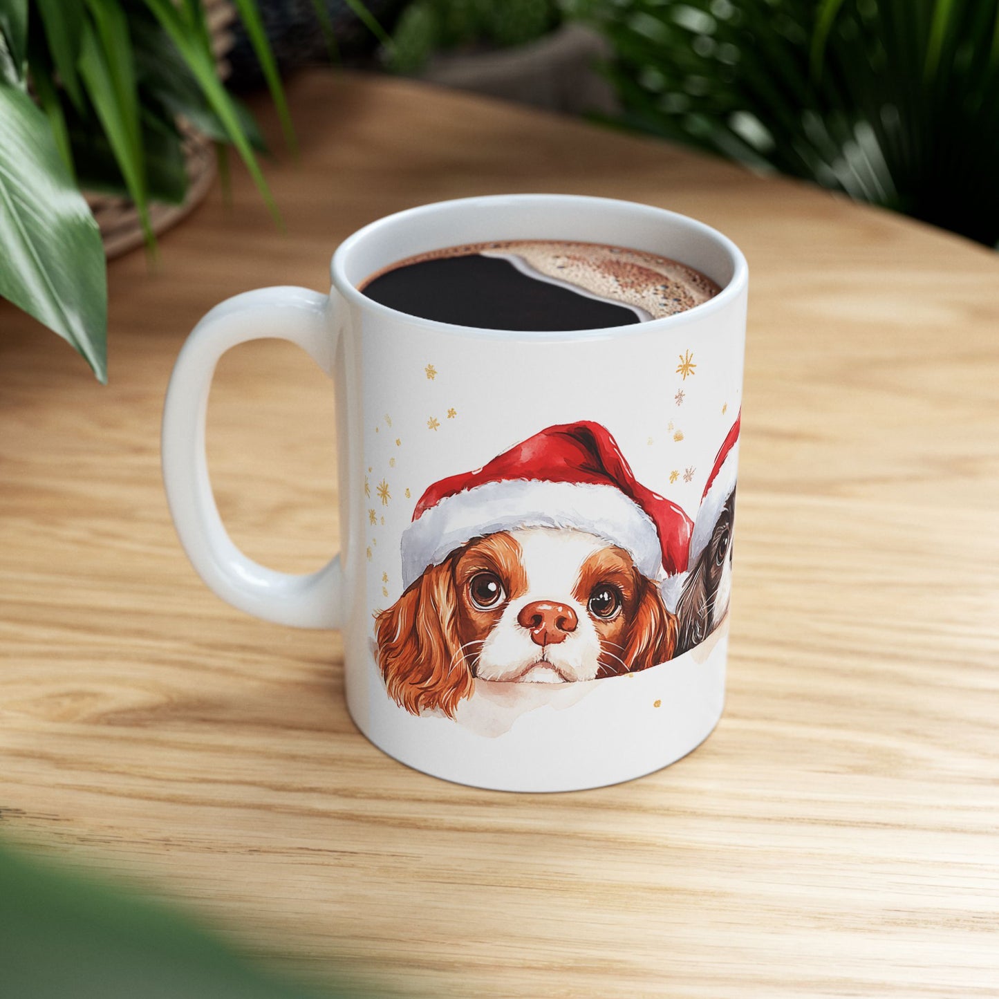 Festive Cavalier King Charles Spaniel Ceramic Mug