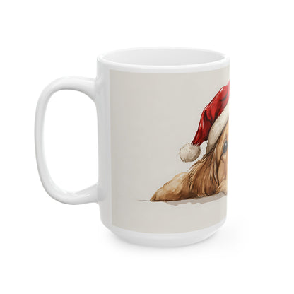 Festive Golden Retriever Ceramic Mug