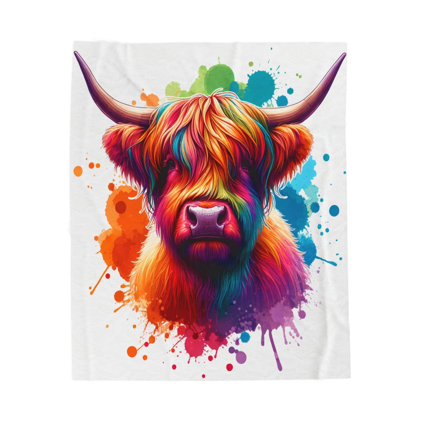 Colorful Highland Cow Velveteen Plush Blanket