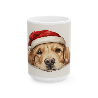 Festive Golden Retriever Ceramic Mug