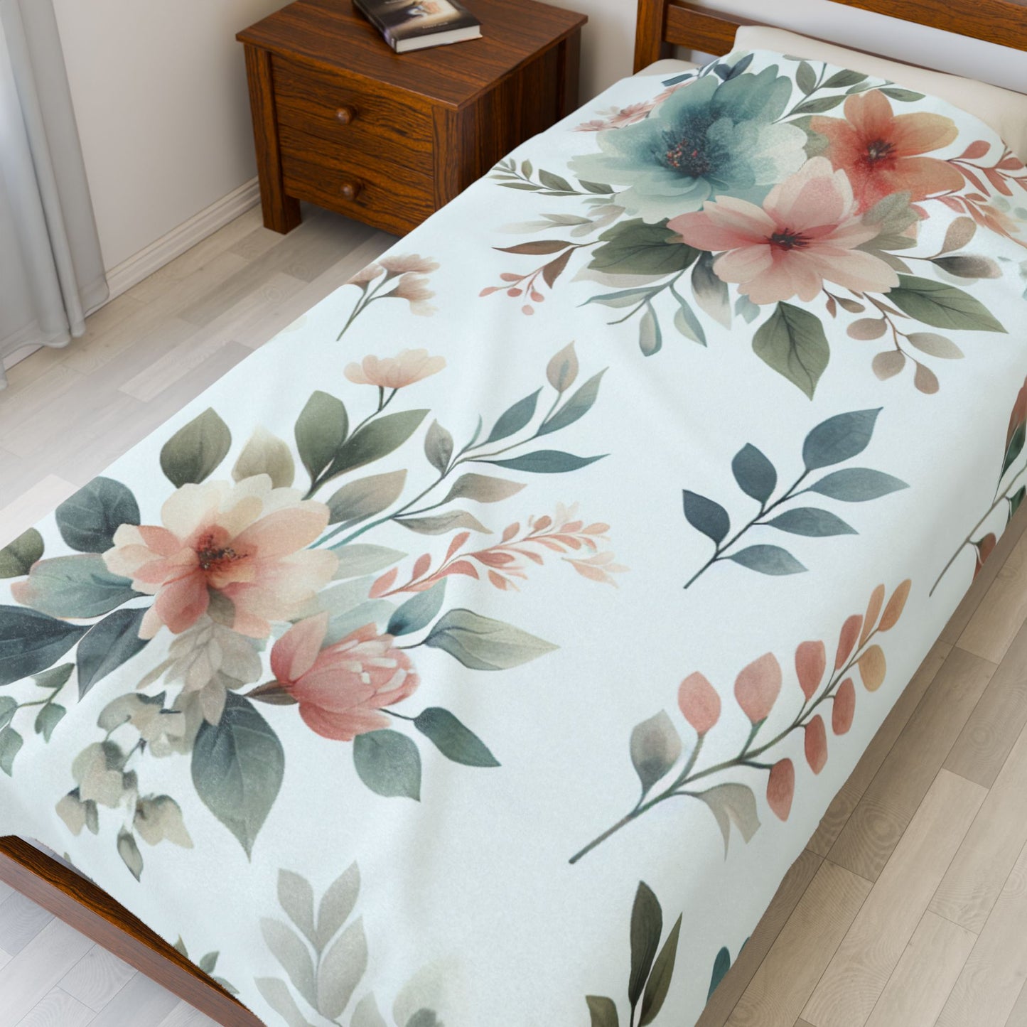 Cozy Floral Velveteen Plush Blanket