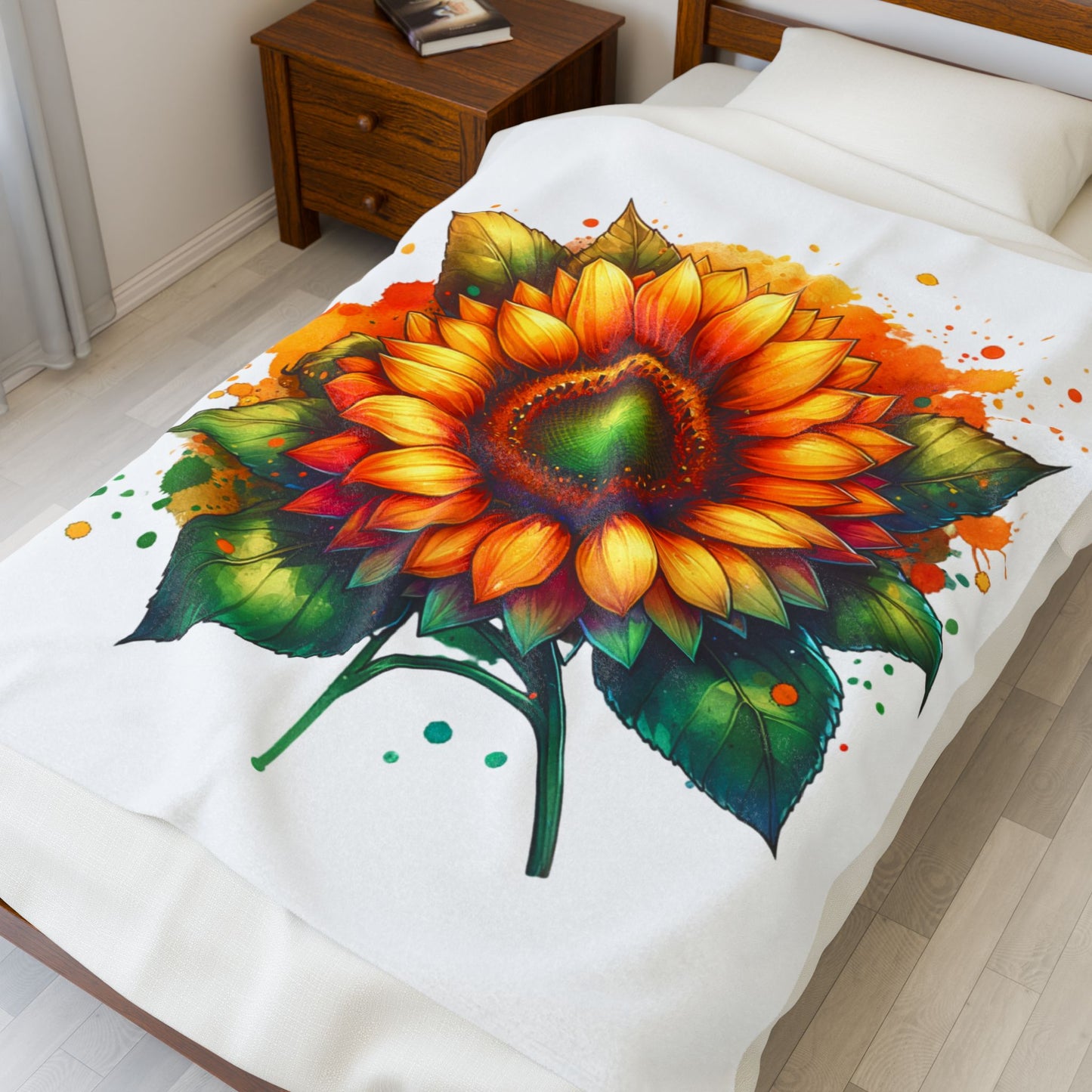 Sunflower Velveteen Plush Blanket - Cozy Floral Throw for Home Decor