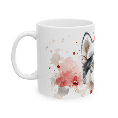 Festive Husky Ceramic Mug
